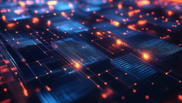 Digital data flow, network, glowing, abstract, background, technology, futuristic, website - Powered by Adobe