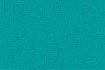 Intricate maze pattern design in teal color showcasing abstract art style