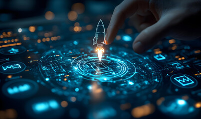 Obraz premium Digital Transformation Launchpad Innovative Technology for Business Growth and Success