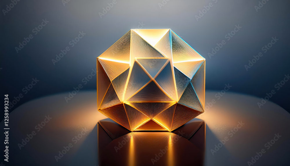 Aufkleber tesseract projection illuminating geometric shapes in a serene dark setting