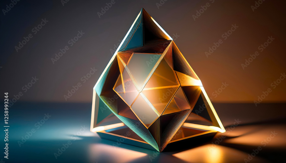 Aufkleber exploring the intricacies of tesseract projection in a luminous geometric wonder