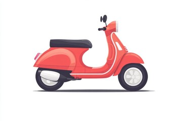 Obraz premium Side view of a vintage red scooter against a plain white background