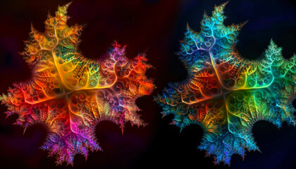 Intricate Beauty of Complex Fractal Patterns in Vibrant Colors and Swirling Shapes