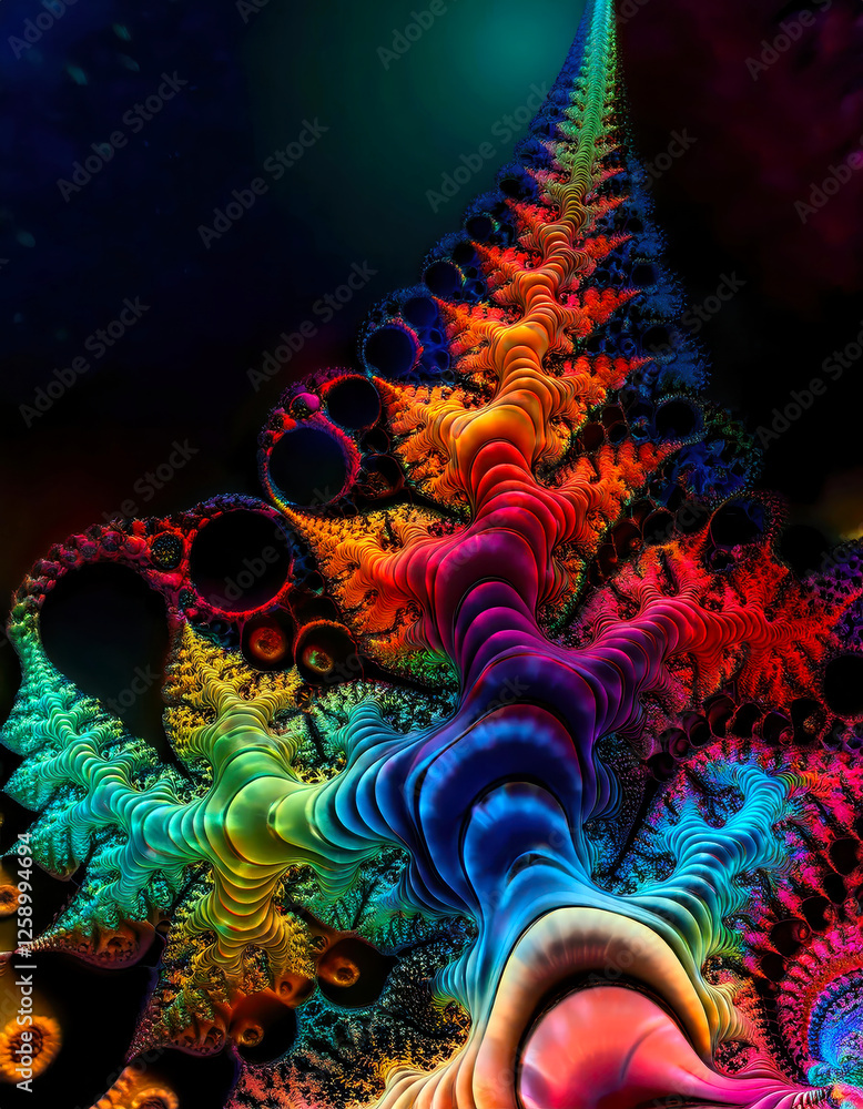 Poster Exploring the Vivid Colors and Intricate Patterns of a Complex Fractal Mandelbrot Set