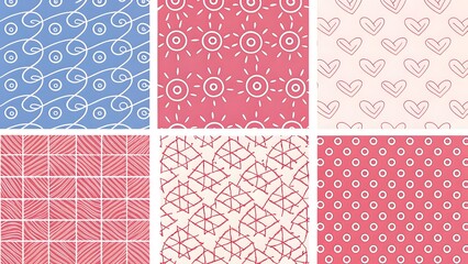 Collection hand drawn patterns dots lines gr