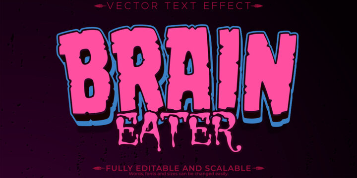 Zombie editable text effect, editable brain and horror text style