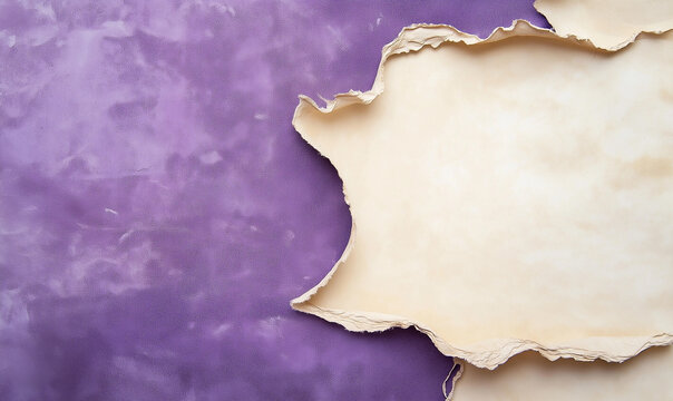 Elegant lavender and cream paper edges with an open area, perfect for personalized stationery designs