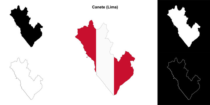 Canete province outline map set