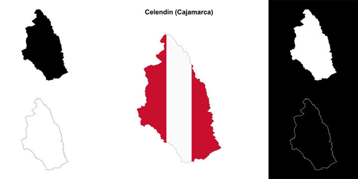 Celendin province outline map set