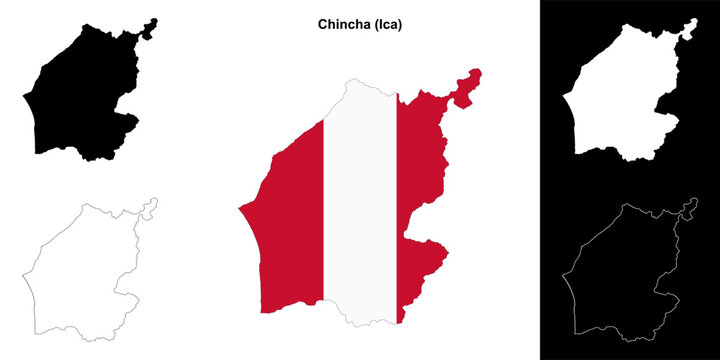 Chincha province outline map set