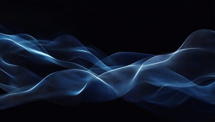 Naklejka premium Abstract blue waves flowing dark background, design element