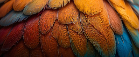 Obraz premium Colorful macaw parrot feather texture 