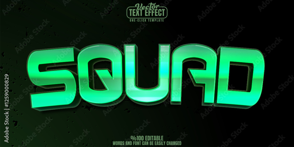 Poster squad editable text effect, customizable killer and team 3d font style