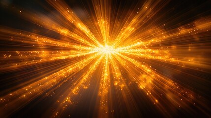 Obraz premium Golden Radiance Burst with Dynamic Light Rays and Sparkles