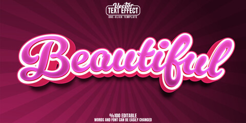 Beauty editable text effect, customizable beautiful and woman 3d font style
