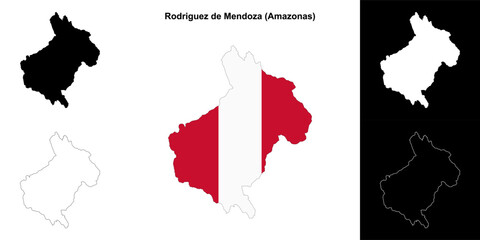 Fototapeta premium Rodriguez de Mendoza province outline map set