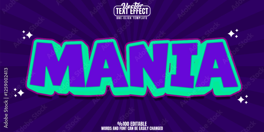 Poster mania editable text effect, customizable game and child 3d font style
