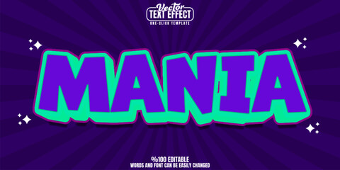 Mania editable text effect, customizable game and child 3d font style