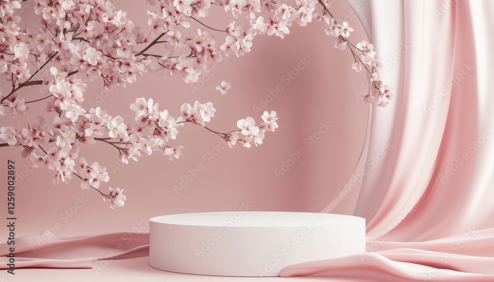 Poster white podium for cosmetics and product presentation in an abstract 3d rendering.