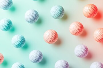 Fototapeta premium Set of Coloured Golf Ball Icons on Gradient Background