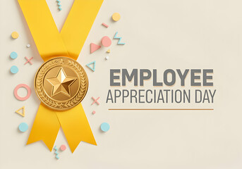 Employee Appreciation Day inscription with text design and medal Employee Appreciation Day post
