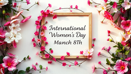 Obraz premium Frame surrounded by spring flowers