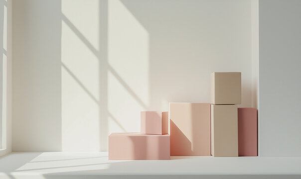 Neatly organized cardboard boxes arranged in front of an empty warehouse, illustrating efficient storage solutions
