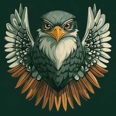 Obraz premium Mighty falcon emblem with forest green backdrop, representing speed, agility, and fierce competitiveness in esports
