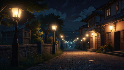 old street in a quiet evening