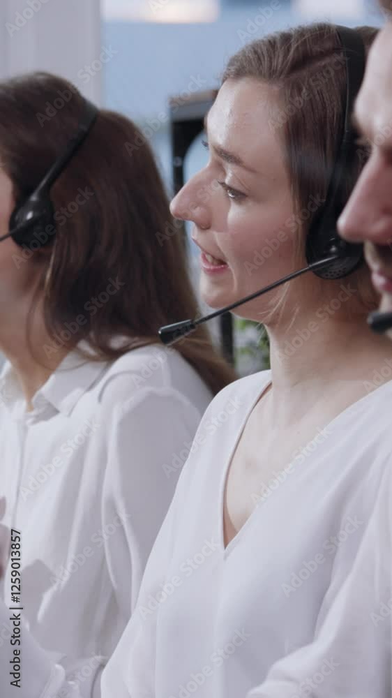 Poster a call center team collaborating in a modern office for enhanced productivity and efficiency