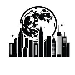 Obraz premium Minimalist Moonlit Cityscape