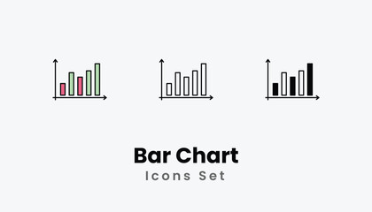 Bar Chart Icons thin line and glyph vector icon stock illustration