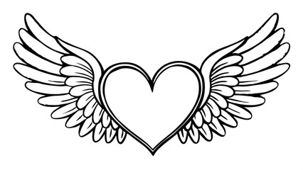 Obraz premium Minimalist heart line art illustration tattoo des