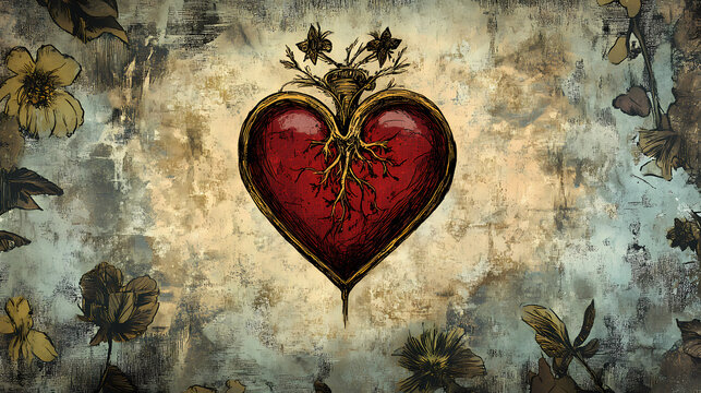 Heart. tarot card from lenormand gothic mysteries oracle deck. Arcane Orreries. Illustration