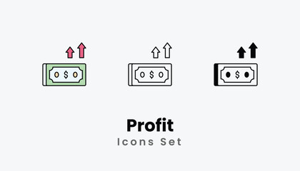Profit Icons thin line and glyph vector icon stock illustration