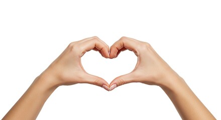Hands Making Heart Shape Isolated on White Background Symbolizing Love