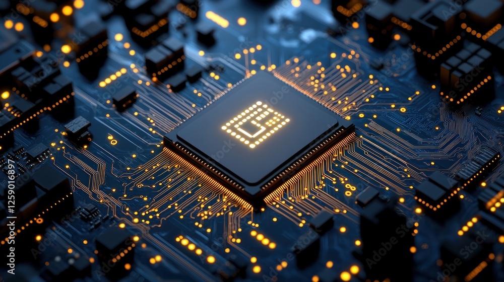 Poster illuminated microchip on circuit board technology