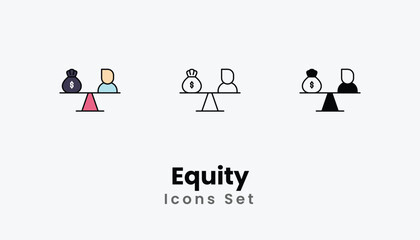 Equity Icons thin line and glyph vector icon stock illustration