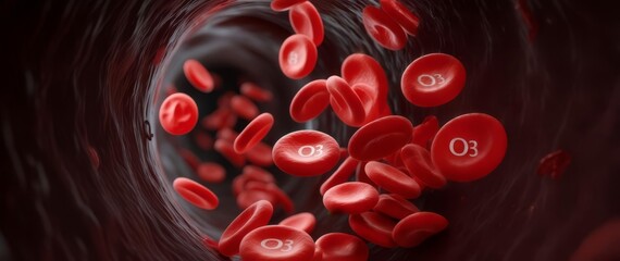 O3 or Ozone molecules combining with blood cells and integrating into the metabolism.	