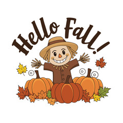 Fototapeta premium Smiley Hello Fall T Shirt Design