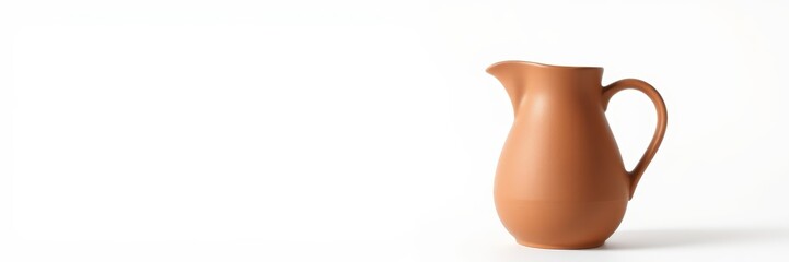 Clay pitcher with minimalist style in warm tones with copy space