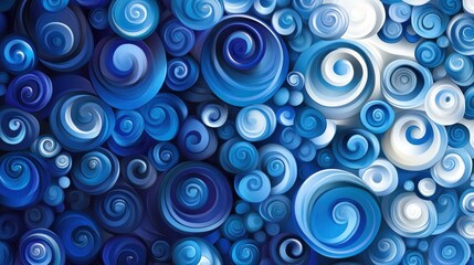 Abstract blue and white swirl pattern background.