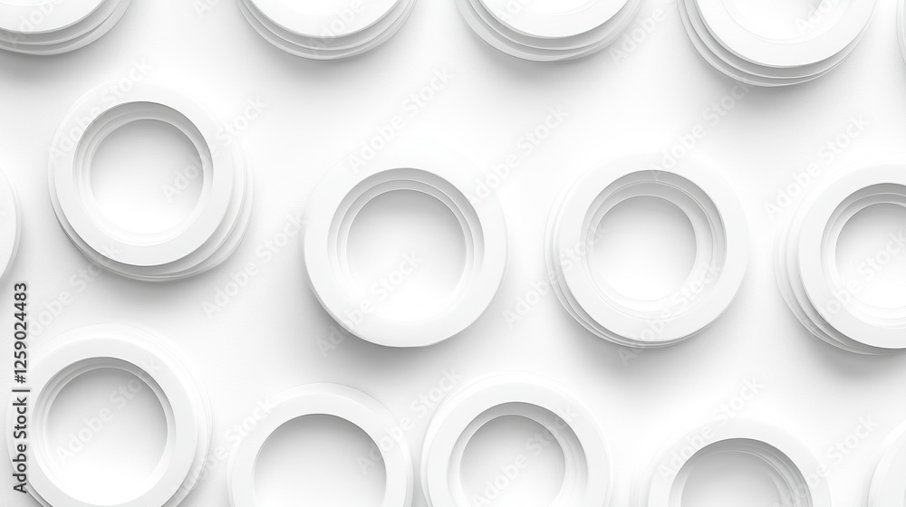 Poster concentric randomly offset white rings or circles steps fading out background wallpaper banner, clos