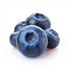 Fototapeta premium Fresh blueberries glistening, displaying natural bloom against pristine white surface