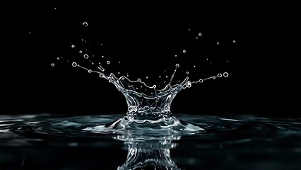 Close-up of a water splash and spread against a dark background