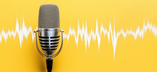 microphone with equalizer on yellow background
