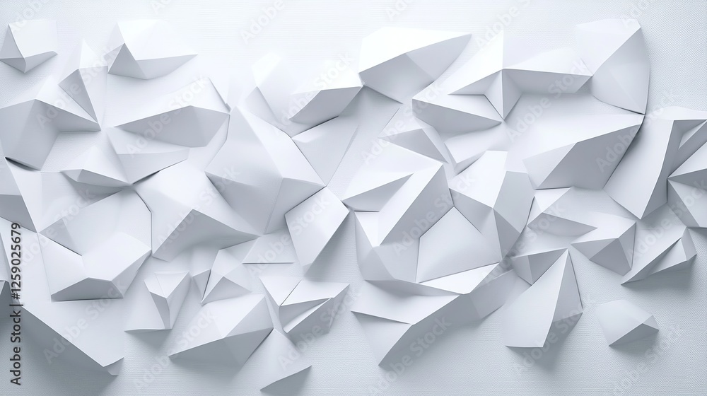 Poster abstract white background with texture pattern, layered geometric triangle shapes, white and grey gl