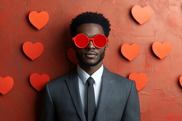 Love confession. Valentine's day greeting from man or for man: dazzling, image of loving black midlife man. Commercial ad campaign creative. Loving couple in ads. Gentleman love.