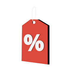 Red discount tag price percentage