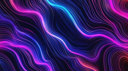 Abstract wave lines pattern dynamic colorful light flowing isolated on black background. concept of music, party, technology, modern. Abstract flowing wavy lines. Colorful dynamic wave 